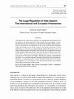 Research paper thumbnail of The Legal Regulation of Hate Speech: The International and European Frameworks