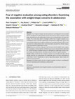 Research paper thumbnail of Fear of negative evaluation among eating disorders: Examining the association with weight/shape concerns in adolescence