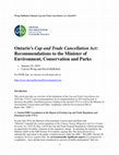 Research paper thumbnail of Ontario’s Cap and Trade Cancellation Act: Recommendations to the Minister of Environment, Conservation and Parks OBA News