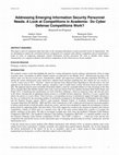 Research paper thumbnail of Addressing Emerging Information Security Personnel Needs. A Look at Competitions in Academia: Do Cyber Defense Competitions Work?