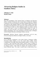 Research paper thumbnail of Advancing Religion Studies in Southern Africa