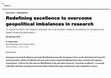 Research paper thumbnail of Angela Bellia (2019), Redefining excellence to overcome geopolitical imbalances in research: To realize Europe's full research potential, we must broaden research excellence to recognize and reward widening participation, Angle Journal (2019, Feb).