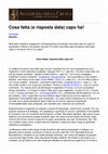 Research paper thumbnail of Cosa fatta (e risposta data) capo ha!