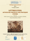 Research paper thumbnail of Colloque international: "Lettres d'exil. Autour des Tristes et des Pontiques d'Ovide", Nice, 2019