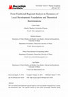 Research paper thumbnail of From traditional regional analysis to dynamics of local development: Foundations and theoretical reorientations