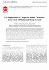 Research paper thumbnail of The Importance of Corporate Brand Character: Case Study of Malaysian Bank Mascots