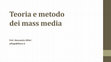 Research paper thumbnail of Teoria e metodo dei mass media_W. Benjamin 2018-2019