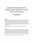 Research paper thumbnail of Campaña electoral autonómica Andalucía 2018: análisis de las causas de la irrupción de Vox