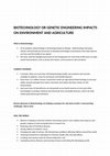 Research paper thumbnail of BIOTECHNOLOGY OR GENETIC ENGINEERING IMPACTS ON ENVIRONMENT AND AGRICULTURE