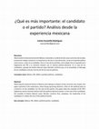 Research paper thumbnail of ¿Qué es más importante: el candidato o el partido? Análisis desde la experiencia mexicana