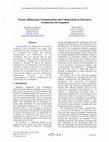 Research paper thumbnail of Factors Influencing Communication and Collaboration in Enterprise Architecture Development