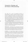 Research paper thumbnail of Normativity, Meaning, and the Promise of Phenomenology (Table of Contents)