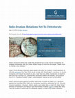 Research paper thumbnail of "Indo-Iranian Relations Set To Deteriorate"