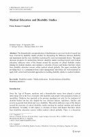 Research paper thumbnail of Campbell, F. A.K. (2009). Medical Education and Disability Studies, Journal of Medical Humanities, 30(4): 221 – 235.