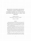 Research paper thumbnail of REVISITING WIGNERS MIND-BODY PROBLEM: SOME COMMENTS ON POSSIBLE MODELS OF CONNECTIONS BETWEEN INFORMATION, MIND, AND PHYSICS