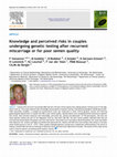 Research paper thumbnail of Knowledge and perceived risks in couples undergoing genetic testing after recurrent miscarriage or for poor semen quality