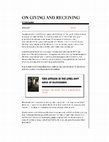 Research paper thumbnail of “On Giving and Receiving: How can Christians live out the commands of Matthew 25 – without the pity,” Sojourners Magazine, April 2007, 48-51.