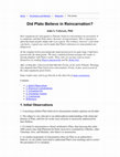 Research paper thumbnail of  Did Plato Believe in Reincarnation?