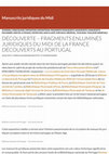 Research paper thumbnail of M.A. Bilotta, Découverte – Fragments enluminés juridiques du Midi de la France découverts au Portugal | Manuscrits, dans Cahier de recherche "Manuscrits Juridiques du Midi"