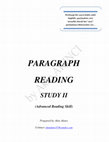 Research paper thumbnail of PARAGRAPH READING STUDY II (ADVANCED READING SKILL II)