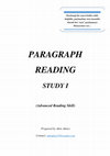 Research paper thumbnail of PARAGRAPH READING STUDY I (ADVANCED READING SKILL I)