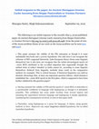 Research paper thumbnail of Initial response to the paper ​'An Ancient Harappan Genome Lacks Ancestry from Steppe Pastoralists or Iranian Farmers' (Sep 09, 2019)