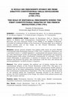 Research paper thumbnail of IL RUOLO DEI PRECEDENTI STORICI NEI PRIMI DIBATTITI COSTITUZIONALI DELLA RIVOLUZIONE FRANCESE (1789-1791) - THE ROLE OF HISTORICAL PRECEDENTS DURING THE FIRST CONSTITUTIONAL DEBATES OF THE FRENCH REVOLUTION (1789-1791), in Revista de Historia Constitucional ISSN 1576-4729, n. 20, 2019, pp. 791-807.