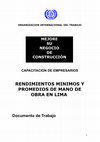 Research paper thumbnail of ORGANIZACION INTERNACIONAL DEL TRABAJO RENDIMIENTOS MINIMOS Y PROMEDIOS DE MANO DE OBRA EN LIMA