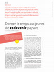 Research paper thumbnail of Veillard P. Décembre. 2017. Donner le temps aux jeunes de redevenir paysans. Défis Sud 135.