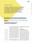 Research paper thumbnail of Veillard P. Octobre 2018. Quelles politiques publiques pour soutenir la transition agroécologique. Défis Sud 138.