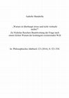 Research paper thumbnail of „Warum ist überhaupt etwas und nicht vielmehr nichts?“ Zu Nicholas Reschers Beantwortung der Frage nach einem letzten Warum der kontingent existierenden Welt