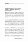 Research paper thumbnail of THE TRANSINDIVIDUAL ORIENTATION: A REVIEW OF JASON READ'S THE POLITICS OF TRANSINDIVIDUALITY