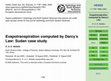 Research paper thumbnail of Evapotranspiration computed by Darcy's Law: Sudan case study