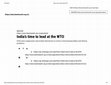 Research paper thumbnail of India’s time to lead at the WTO