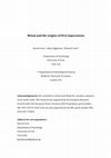 Research paper thumbnail of Over, H., Eggleston, A., & Cook, R, (in press). Ritual and the origins of first impressions. Philosophical Transactions of the Royal Society B: Biological Sciences