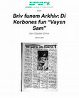 Research paper thumbnail of "Briv funem Arkhiv: Di Korbones fun 'Vaysn Sam'," In geveb (January 2020)