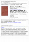 Research paper thumbnail of Review: Time of Beauty, Time of Fear: The Romantic Legacy in the Literature of Childhood; Romanticism and Childhood: The Infantilization of British Literary Culture, European Romantic Review, 24:4, 492-497 To link to this article: