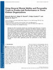 Research paper thumbnail of Using General Mental Ability and Personality Traits to Predict Job Performance in Three Chilean Organizations