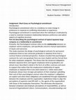 Research paper thumbnail of Assigment 1 on Human resource management