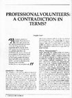 Research paper thumbnail of Professional Volunteers: A Contradiction in Terms?