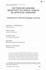 Research paper thumbnail of Factors Influencing Sensitivity To Lexical Tone In An Artificial Language: 
Implications for Second Language Learning