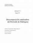 Research paper thumbnail of Descomposición catalizadora del Peróxido de Hidrógeno