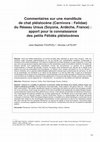 Research paper thumbnail of Commentaires sur une mandibule de chat pléistocène (Carnivora : Felidae) du Réseau Ursus (Soyons, Ardèche, France) : apport pour la connaissance des petits Félidés pléistocènes