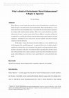 Research paper thumbnail of Who's afraid of Perfectionist Moral Enhancement? A Reply to Sparrow