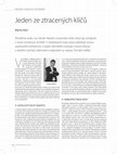 Research paper thumbnail of Jeden ze ztracených klíčů