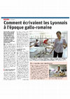 Research paper thumbnail of "Comment écrivaient les Lyonnais à l'époque gallo-romaine", Presse LeProgrès