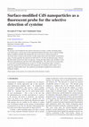 Research paper thumbnail of Surface-modified CdS nanoparticles as a fluorescent probe for the selective detection of cysteine