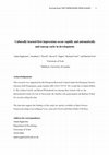 Research paper thumbnail of Eggleston, A., Flavell, J., Tipper, S. P., Cook, R., & Over, H. (in press). Culturally learned first impressions occur rapidly and automatically, and emerge early in development. Developmental Science