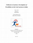 Research paper thumbnail of Collusion in Auctions: Investigation of Possibilities in the Coal Auctions in India