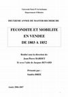 Research paper thumbnail of Fécondité et mobilité en Vendée de 1803 a 1852,